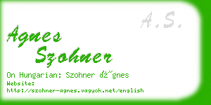 agnes szohner business card